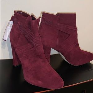WHBM WINE SUEDE BOOTIE
